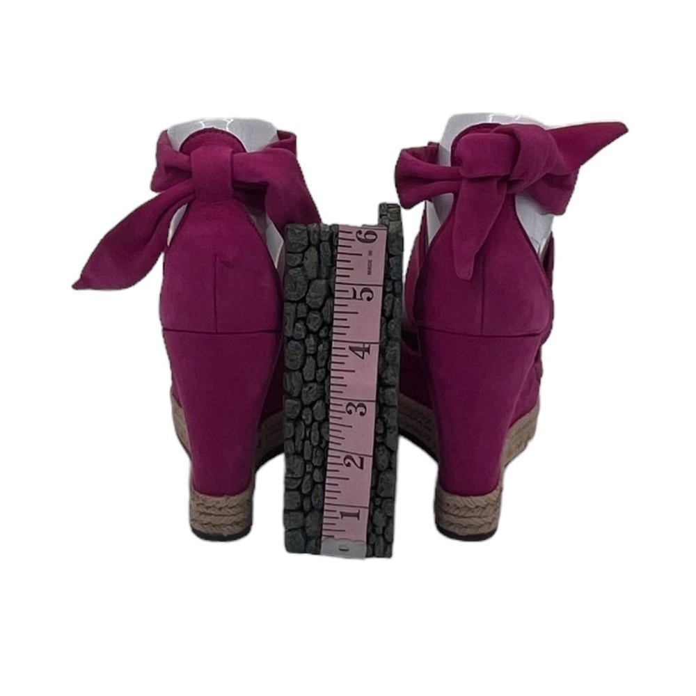 UGG Pink Lucy Espadrille Bow Tie Ankle Strap Jute Wedge Sandals Size 8.5 Women’s - Picture 8 of 9